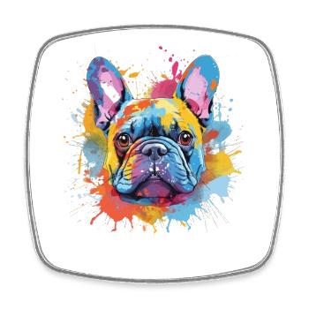 French Bulldog Colorful Dog Splash Art - Square fridge magnet - white - Front