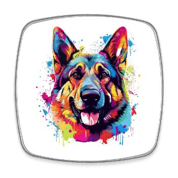 Splash Art Deutscher Schäferhund Farbenfroh - Viereckiger Kühlschrankmagnet - Weiß - Vorne