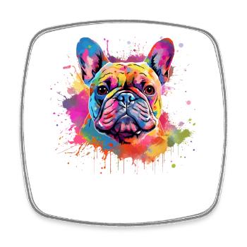 Éclaboussures colorées de chiens Bouledogue français - Magnet carré - blanc - Devant