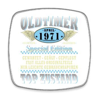 Oldtimer April 1971 Special Edition - Viereckiger Kühlschrankmagnet - Weiß - Vorne