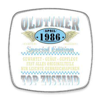 Oldtimer 1986 April Special Edition - Viereckiger Kühlschrankmagnet - Weiß - Vorne