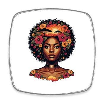 Afro Blütenporträt Sonnenuntergang - Viereckiger Kühlschrankmagnet - Weiß - Vorne