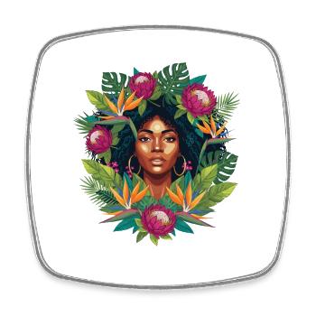Portrait de la Fleur Tropicale - Magnet carré - blanc - Devant