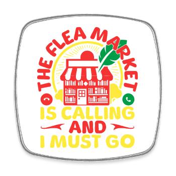 Thrift Shopper Flea Market Is Clling Must Go - Square fridge magnet - white - Front