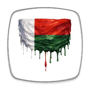 Drapeau de Madagascar en art de goutte - Magnet carré - blanc - Devant