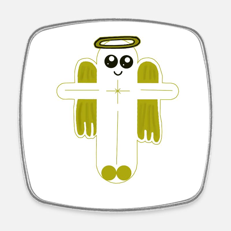 Cross Crucifix Angel Protector - Square fridge magnet - white