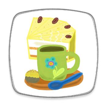 Torte Kuchen Kaffee Kaffeetasse Geburtstag - Viereckiger Kühlschrankmagnet - Weiß - Vorne