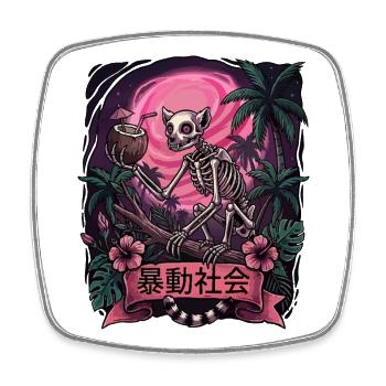 Neon Jungle Skeleton Moon Toast - Square fridge magnet - white - Front