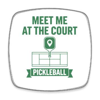 Pickleball Meet Me At The Court-Witzbold - Viereckiger Kühlschrankmagnet - Weiß - Vorne
