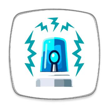 Blue Light Siren Alarm Illustration - Square fridge magnet - white - Front