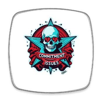 Commitment Issues Skull Badge - Square fridge magnet - white - Front