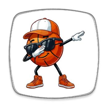 Joueurs de basket-ball, appuie sur les graphiques de basket - Magnet carré - blanc - Devant
