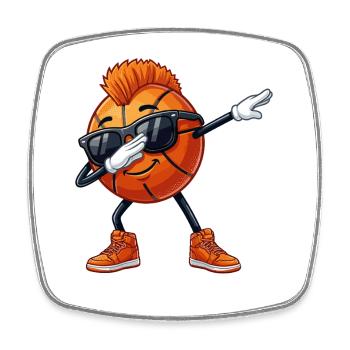 Joueurs de basket-ball, appuie sur les graphiques de basket - Magnet carré - blanc - Devant