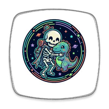 Cosmic Skeleton and Dino Motif - Square fridge magnet - white - Front