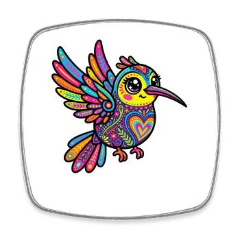 Kawaii Alebrije Hummingbird Mexikanisch - Viereckiger Kühlschrankmagnet - Weiß - Vorne