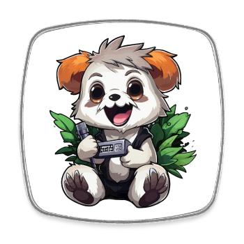 Panda Gamer mit Controller - Viereckiger Kühlschrankmagnet - Weiß - Vorne