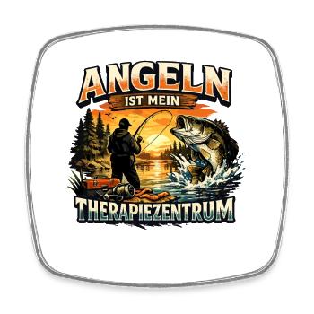 Angeln ist mein Therapiezentrum Retro Spruch - Viereckiger Kühlschrankmagnet - Weiß - Vorne