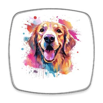 Art coloré de chien en Golden Retriever - Magnet carré - blanc - Devant