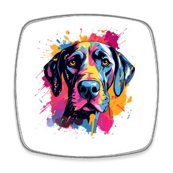 Great Dane Dog Splash Art Colorful - Square fridge magnet - white - Front