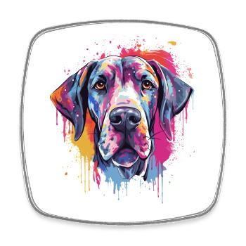 Art coloré éclaboussuré de chien en grand dogue - Magnet carré - blanc - Devant