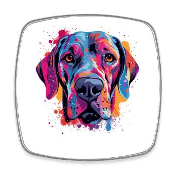 Bunte Dogge-Splash-Art - Viereckiger Kühlschrankmagnet - Weiß - Vorne