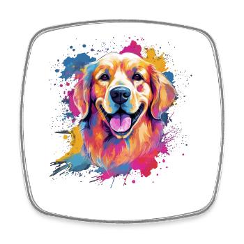 Splash Art Golden Retriever - Square fridge magnet - white - Front
