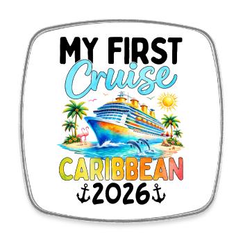 My First Cruise Caribbean 2026 - Viereckiger Kühlschrankmagnet - Weiß - Vorne