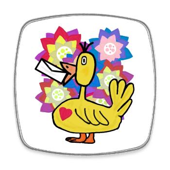 Duck Flowers Birthday Greetings Duck Flower - Square fridge magnet - white - Front