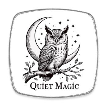Quiet Magic Owl Shirt Moon Night Mysticism - Square fridge magnet - white - Front