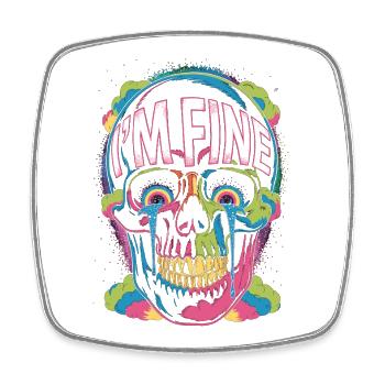 Chemise en forme de crâne Squelette d’humour - Magnet carré - blanc - Devant