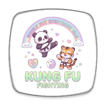 Kawaii Panda Tiger Kung Fu Fighting Pastell - Viereckiger Kühlschrankmagnet - Weiß - Vorne