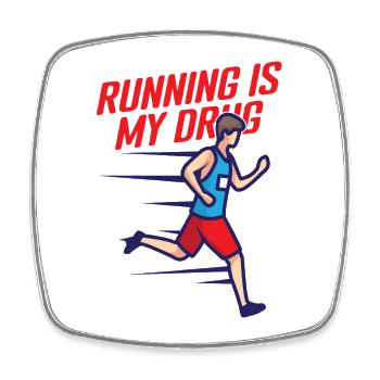 La course EST mon cadeau de marathon drogué - Magnet carré - blanc - Devant