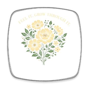 Feel It Grow Through It Floral Design - Square fridge magnet - white - Front