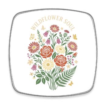 Wildflower Soul Blumenstrauß-Design - Viereckiger Kühlschrankmagnet - Weiß - Vorne