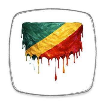 Republic of the Congo Flagge Tropfenkunst - Viereckiger Kühlschrankmagnet - Weiß - Vorne
