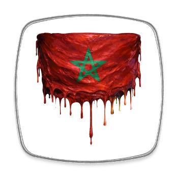 Morocco Flagge Tropfenkunst - Viereckiger Kühlschrankmagnet - Weiß - Vorne