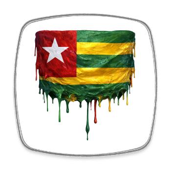 Togo Flagge Tropfenkunst - Viereckiger Kühlschrankmagnet - Weiß - Vorne