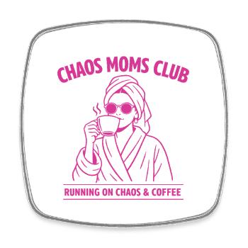 Chaos Moms Club Coffee Shirt Funny Mom - Square fridge magnet - white - Front