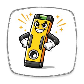 Cartoon Spirit Level DIY Tool - Square fridge magnet - white - Front