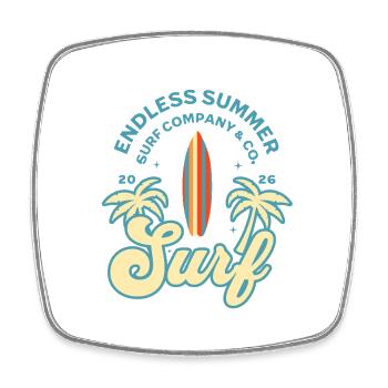 Surf Palm Tree - Square fridge magnet - white - Front