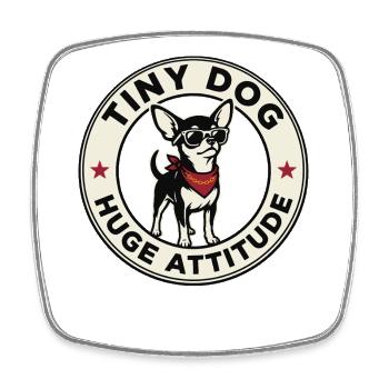 Kleiner Hund Riesige Attitüde Lustiges Chihuahua-Design - Viereckiger Kühlschrankmagnet - Weiß - Vorne
