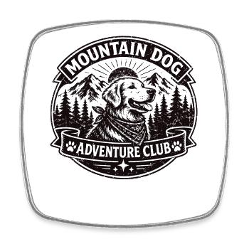 Mountain Dog Adventure Club Design - Square fridge magnet - white - Front