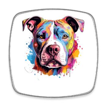 Bunte Hunde-Spritzkunst-Pitbull - Viereckiger Kühlschrankmagnet - Weiß - Vorne