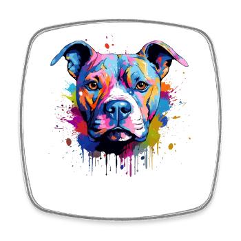 Splash Art Pitbull Dog Colorful - Square fridge magnet - white - Front