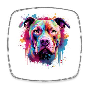 Art éclaboussuré de Pitbull Dog Coloré - Magnet carré - blanc - Devant