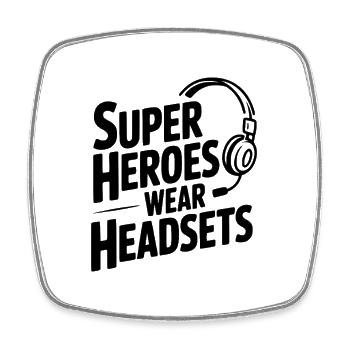 Superhelden tragen Headsets - Viereckiger Kühlschrankmagnet - Weiß - Vorne