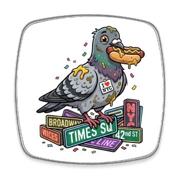 Schlaue Taube auf Bücherstapel - Viereckiger Kühlschrankmagnet - Weiß - Vorne