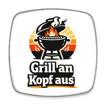 Grill an Kopf aus BBQ Spruch für Grillfans - Viereckiger Kühlschrankmagnet - Weiß - Vorne