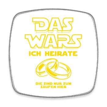 JGA Das Wars. Ich heirate - Eheringe - Viereckiger Kühlschrankmagnet - Weiß - Vorne