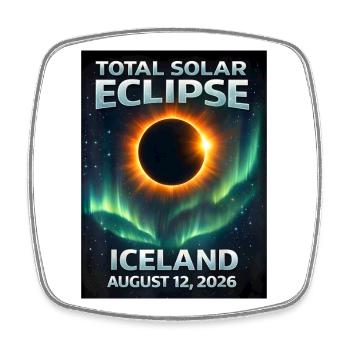 Totale Sonnenfinsternis Island 2026 - Viereckiger Kühlschrankmagnet - Weiß - Vorne